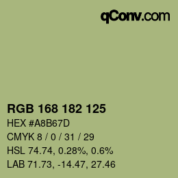 カラーコード: RGB 168 182 125 | qconv.com