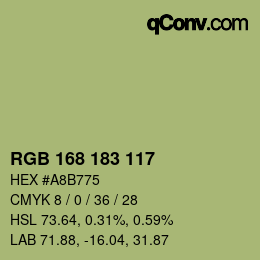 カラーコード: RGB 168 183 117 | qconv.com