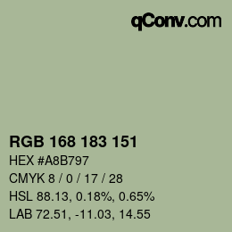 Color code: RGB 168 183 151 | qconv.com