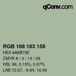 颜色代码: RGB 168 183 158 | qconv.com