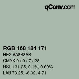 颜色代码: RGB 168 184 171 | qconv.com
