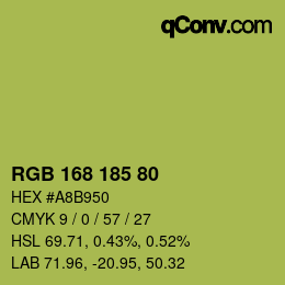 Color code: RGB 168 185 80 | qconv.com