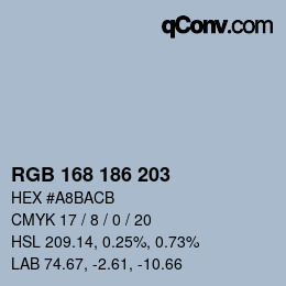 Color code: RGB 168 186 203 | qconv.com
