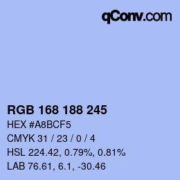 Color code: RGB 168 188 245 | qconv.com