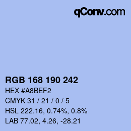 Farbcode: RGB 168 190 242 | qconv.com