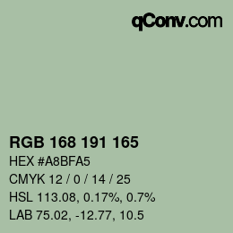 カラーコード: RGB 168 191 165 | qconv.com