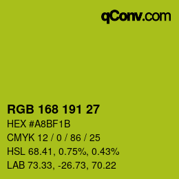 颜色代码: RGB 168 191 27 | qconv.com