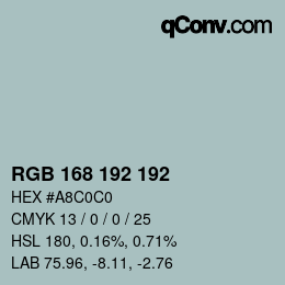 Color code: RGB 168 192 192 | qconv.com