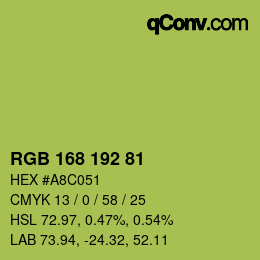Color code: RGB 168 192 81 | qconv.com