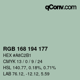 Color code: RGB 168 194 177 | qconv.com
