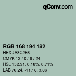 Color code: RGB 168 194 182 | qconv.com