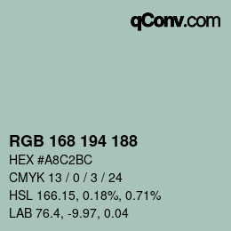 颜色代码: RGB 168 194 188 | qconv.com