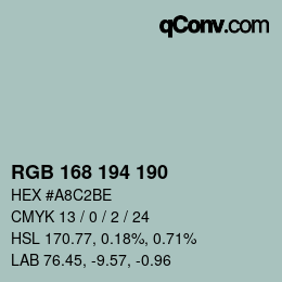 Color code: RGB 168 194 190 | qconv.com