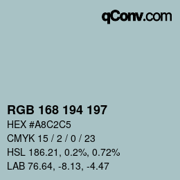 颜色代码: RGB 168 194 197 | qconv.com