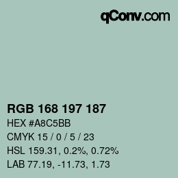 Color code: RGB 168 197 187 | qconv.com