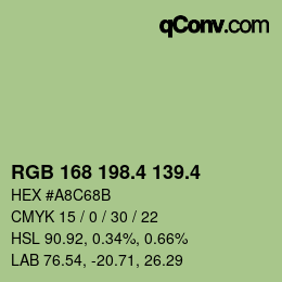 カラーコード: RGB 168 198.4 139.4 | qconv.com