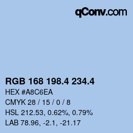 カラーコード: RGB 168 198.4 234.4 | qconv.com