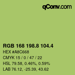 カラーコード: RGB 168 198.8 104.4 | qconv.com