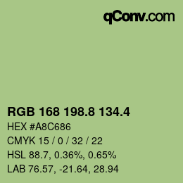 カラーコード: RGB 168 198.8 134.4 | qconv.com