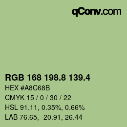 カラーコード: RGB 168 198.8 139.4 | qconv.com
