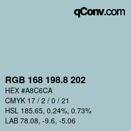 Color code: RGB 168 198.8 202 | qconv.com