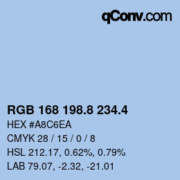 カラーコード: RGB 168 198.8 234.4 | qconv.com