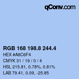 カラーコード: RGB 168 198.8 244.4 | qconv.com