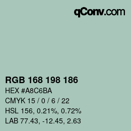 Color code: RGB 168 198 186 | qconv.com