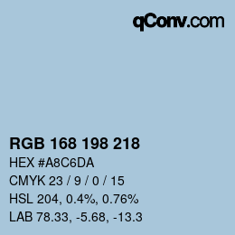 Color code: RGB 168 198 218 | qconv.com