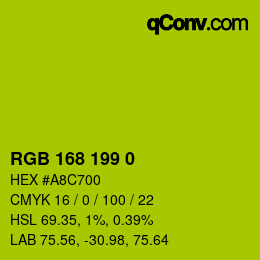 颜色代码: RGB 168 199 0 | qconv.com