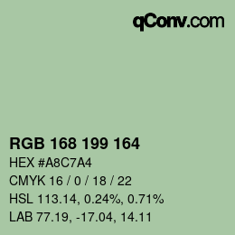 Color code: RGB 168 199 164 | qconv.com