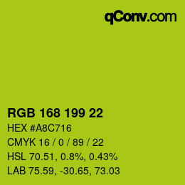颜色代码: RGB 168 199 22 | qconv.com