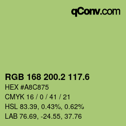 カラーコード: RGB 168 200.2 117.6 | qconv.com