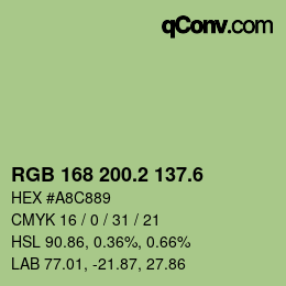 カラーコード: RGB 168 200.2 137.6 | qconv.com