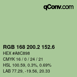 カラーコード: RGB 168 200.2 152.6 | qconv.com