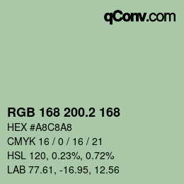 カラーコード: RGB 168 200.2 168 | qconv.com