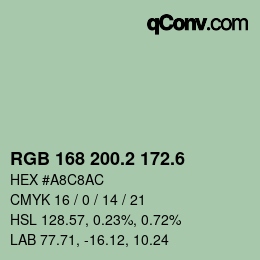カラーコード: RGB 168 200.2 172.6 | qconv.com