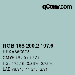 カラーコード: RGB 168 200.2 197.6 | qconv.com