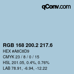 カラーコード: RGB 168 200.2 217.6 | qconv.com
