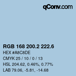 カラーコード: RGB 168 200.2 222.6 | qconv.com
