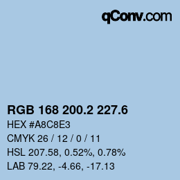 カラーコード: RGB 168 200.2 227.6 | qconv.com