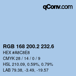 カラーコード: RGB 168 200.2 232.6 | qconv.com