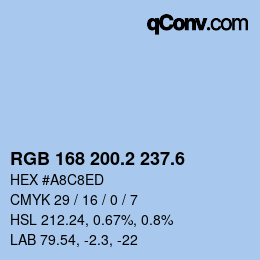 カラーコード: RGB 168 200.2 237.6 | qconv.com
