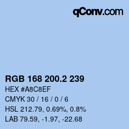 カラーコード: RGB 168 200.2 239 | qconv.com