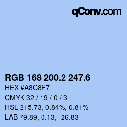 カラーコード: RGB 168 200.2 247.6 | qconv.com