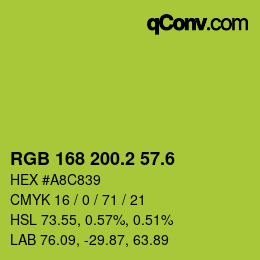 カラーコード: RGB 168 200.2 57.6 | qconv.com