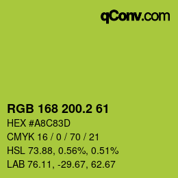 カラーコード: RGB 168 200.2 61 | qconv.com