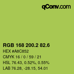 カラーコード: RGB 168 200.2 82.6 | qconv.com