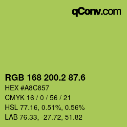 カラーコード: RGB 168 200.2 87.6 | qconv.com