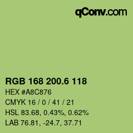 颜色代码: RGB 168 200.6 118 | qconv.com